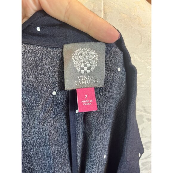 Vince Camuto Navy Blue Polka Dot Soho Pindot Blazer Button Closure Sz 2 NWOT - Picture 8 of 10